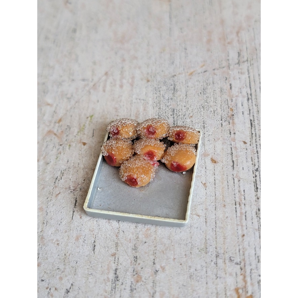 Miniature vintage tray jelly donut dollhouse accessory dessert sugar